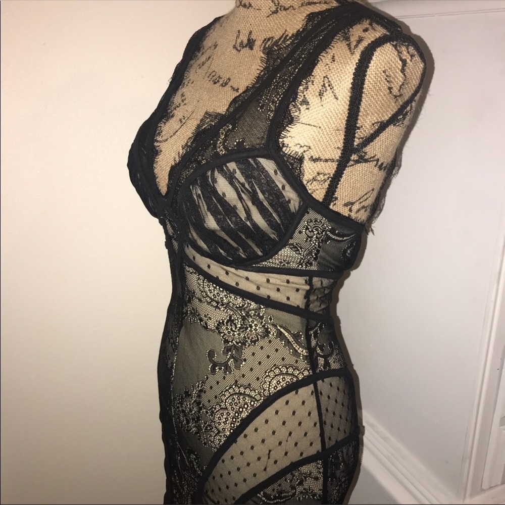 Bebe  Black Lace And nude dress - Picture 8 of 14